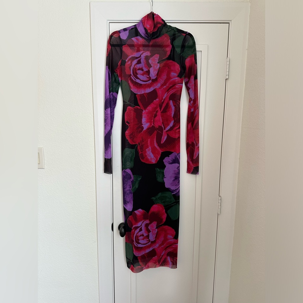AFRM Floral Long Sleeve High Neck Dress